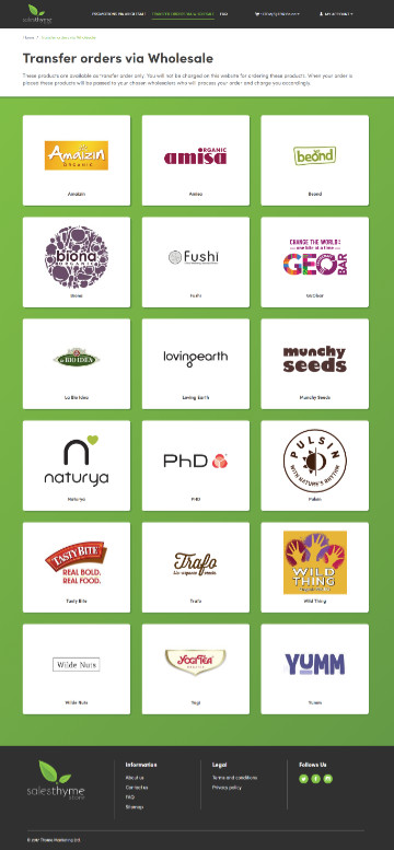Thyme Store - Transfer order brands
